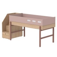 Lit enfant mi-hauteur escalier Popsicle - Chêne/Cherry