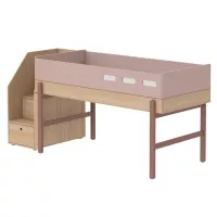 Lit enfant mi-hauteur escalier Popsicle - Chêne/Cherry