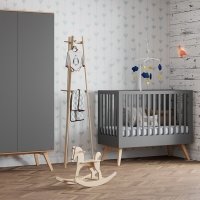 Armoire 2 portes Nature - Gris anthracite