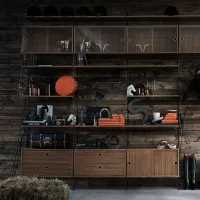 Bureau mural évolutif - Noyer/Noir