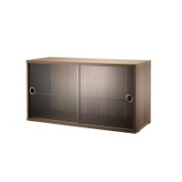 Caisson 2 portes vitrées coulissantes - Noyer