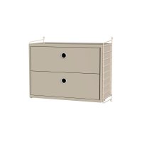 Chevet mural 2 tiroirs - Beige