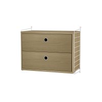 Chevet mural 2 tiroirs - Chêne/Blanc