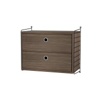 Chevet mural 2 tiroirs - Noyer/Noir