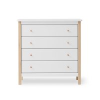 Commode 4 tiroirs Wood Original - Blanc / Chêne