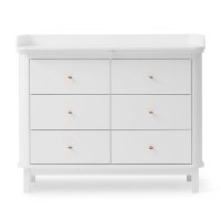 Commode avec grand plan à langer Wood - Blanc