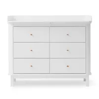 Commode avec grand plan à langer Wood - Blanc