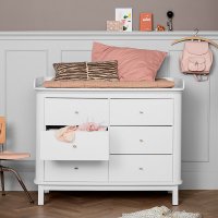 Commode avec grand plan à langer Wood - Blanc