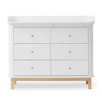 Commode avec grand plan à langer Wood - Chêne / Blanc