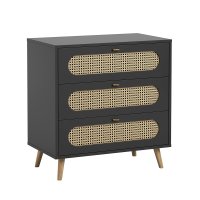 Commode 3 tiroirs à langer Canne - Noir
