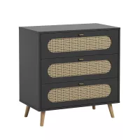Commode 3 tiroirs à langer Canne - Noir