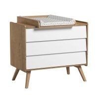 Commode 3 tiroirs à langer Vintage - Chêne/Blanc