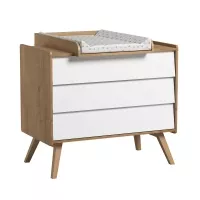 Commode 3 tiroirs à langer Vintage - Chêne/Blanc