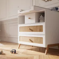 Commode cèdre et rotin Marélia - Blanc