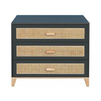Commode en Bois et Cannage Rotin Nami - Noir