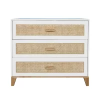 Commode en Bois et Cannage Rotin Nami - Blanc