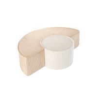 Duo de Poufs en velours côtelé - Beige