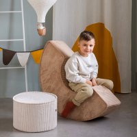 Duo de Poufs en velours côtelé - Beige