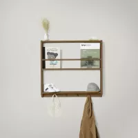 Etagère Livres et Patères Eli - Chêne fumé