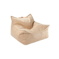 Fauteuil Pouf Ottoman en velours côtelé - Beige