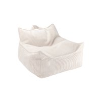 Fauteuil Pouf Ottoman en velours côtelé - Ecru