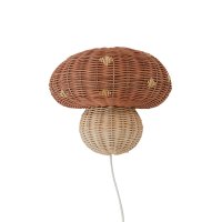 Lampe applique Champignon en rotin
