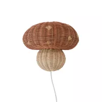 Lampe applique Champignon en rotin