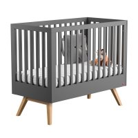 Lit bébé 60 x 120 Nature - Gris anthracite