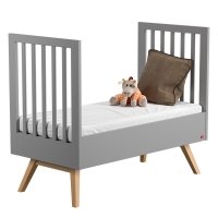 Lit bébé évolutif 70 x 140 Nature - Gris anthracite