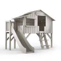 Lit Cabane et Toboggan plateforme - Gris Ciment