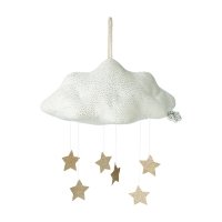 Mobile nuage en velours avec étoiles - Blanc