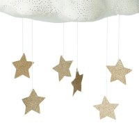 Mobile nuage en velours avec étoiles - Blanc
