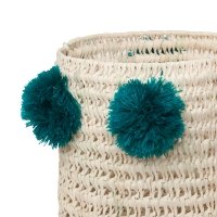 Panier Louis à pompons - Bleu pétrole