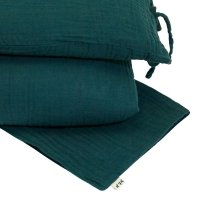 Parure de lit en gaze de coton - Bleu canard