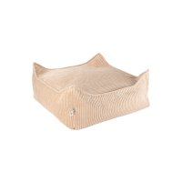 Pouf carré Ottoman en velours côtelé - Beige