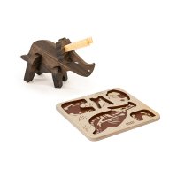 Puzzle Triceratops à assembler - Chêne foncé