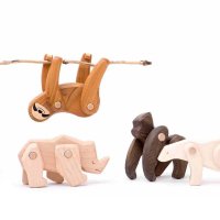 Rhinocéros en bois articulé