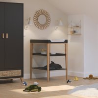 Table à langer Bois et Cannage Rotin Nami - Noir