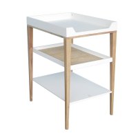 Table à langer Bois et Cannage Rotin Nami - Blanc