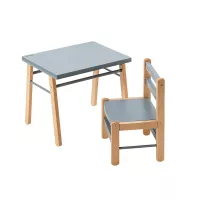 Table Gabriel et Chaise Enfant Louise - Bleu gris