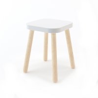 Tabouret carré évolutif - Blanc/Bouleau