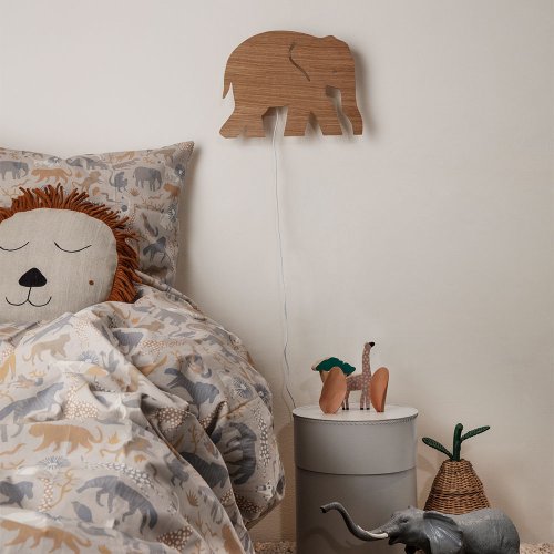 Lampe applique Eléphant - Chêne huilé