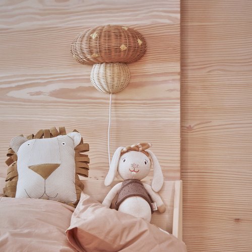 Lampe applique Champignon en rotin