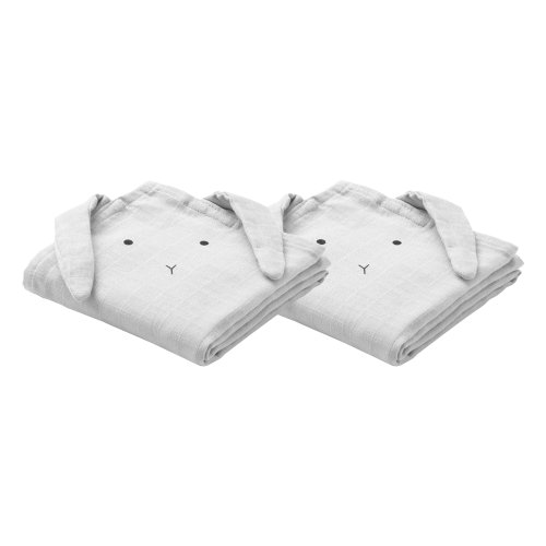 Set de 2 langes Lapin Hannah - Gris éléphant