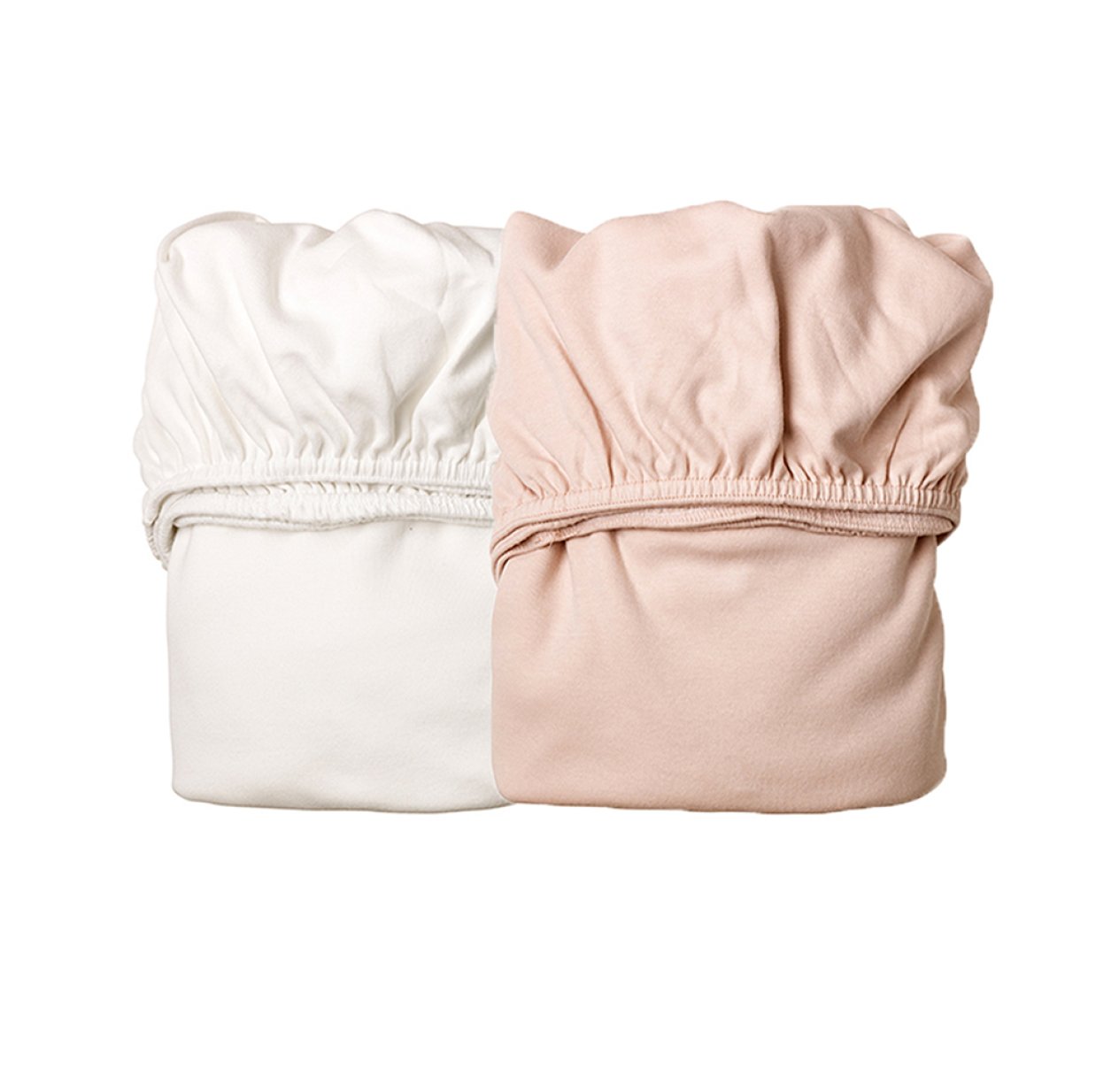 Lot de 2 draps housses pour berceau Leander - Blanc/Rose pâle
