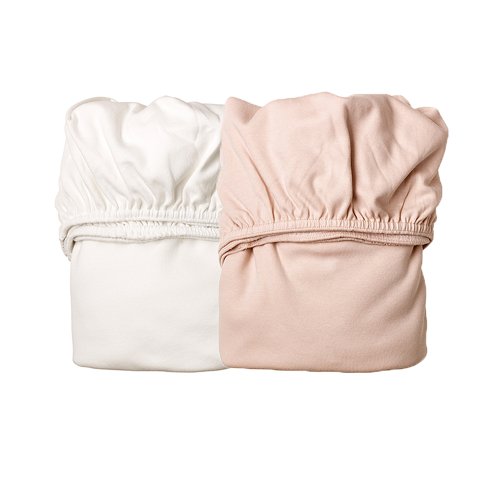 Lot de 2 draps housses pour berceau Leander - Blanc/Rose pâle
