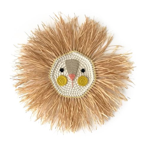 Tête de lion en raphia - Lemon
