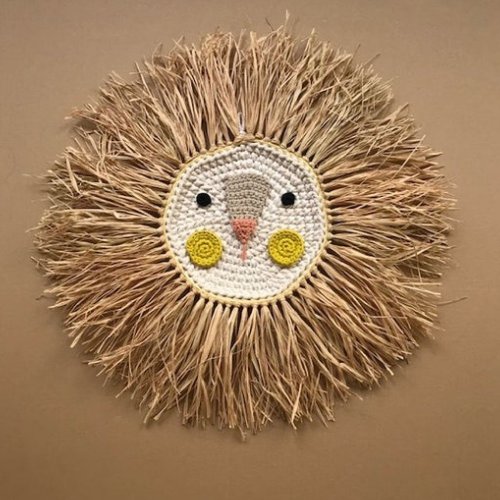 Tête de lion en raphia - Lemon