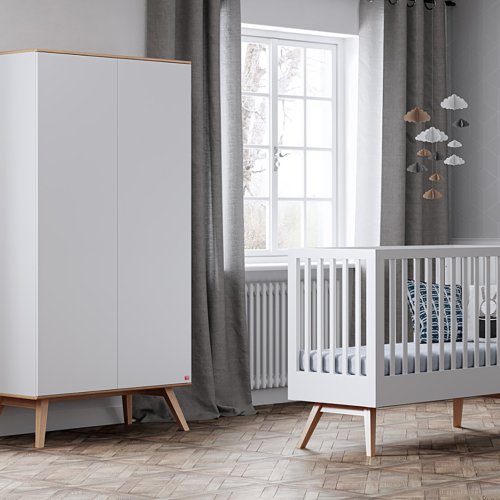 Lit bébé 60 x 120 Nature - Blanc