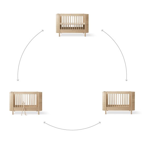 Lit bébé évolutif Mini+ Wood sans kit de conversion - Chêne